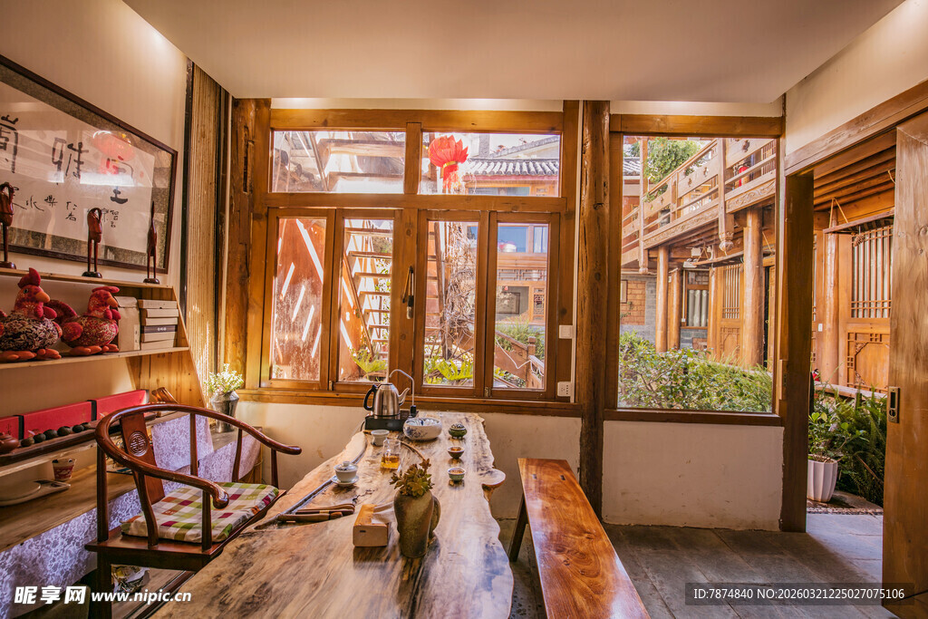 中式雅致茶室室内景致