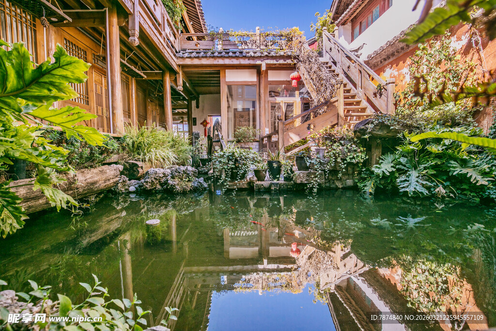 中式庭院池塘景观