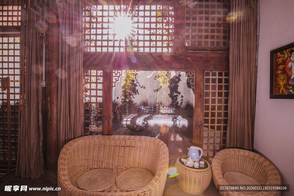 中式风格茶室温馨场景