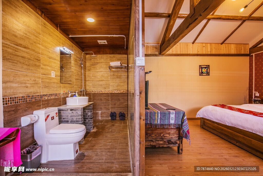 温馨木质风民宿室内场景