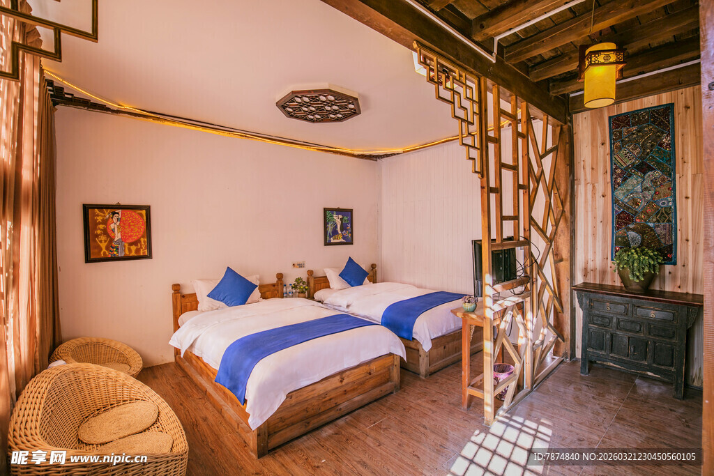 温馨民宿客房 舒适双床配置