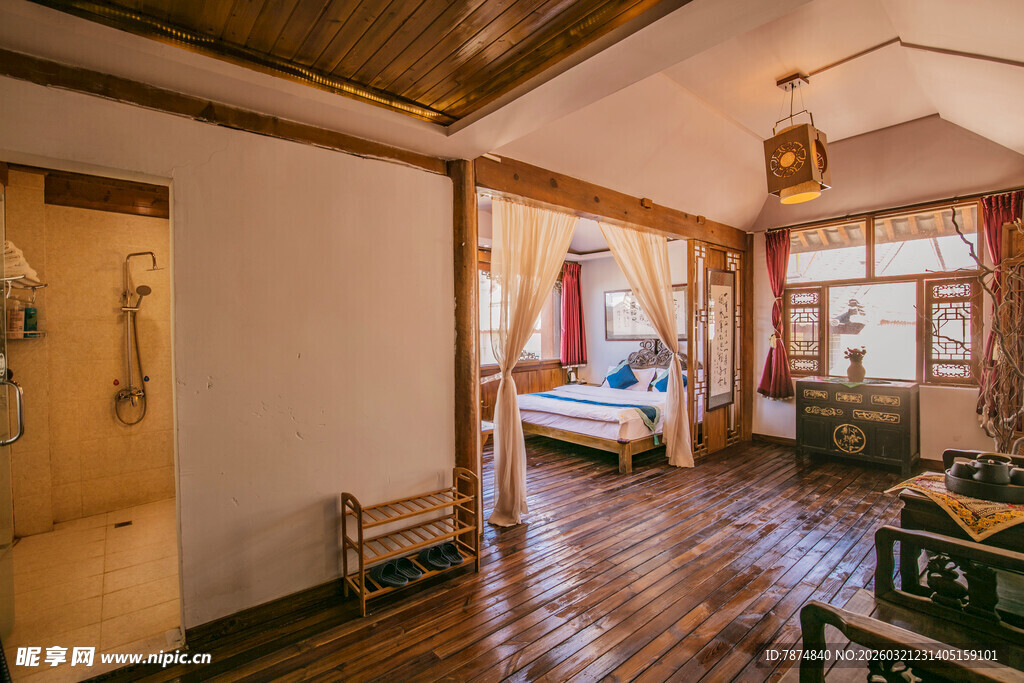 温馨复古风卧室室内场景