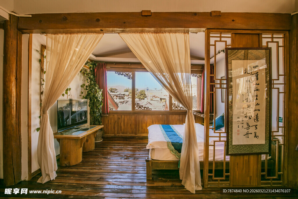 中式古风卧室温馨场景