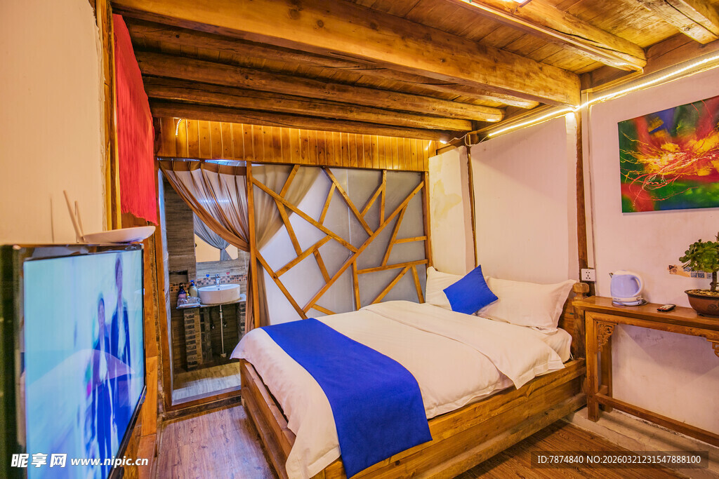 温馨民族风特色民宿卧室
