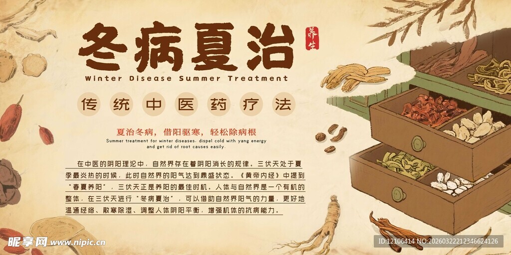 冬病夏治养生药材展示