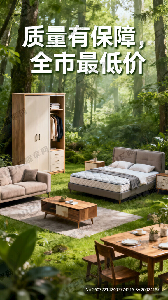 清新绿色森林背景 宣传语 沙发