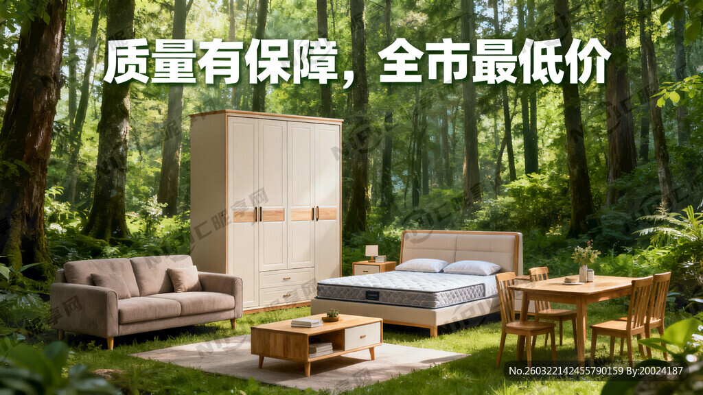 清新绿色森林背景 宣传语 沙发