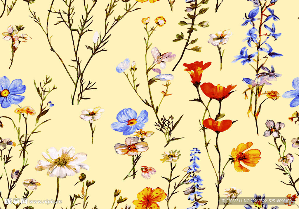 多彩花卉图案背景图