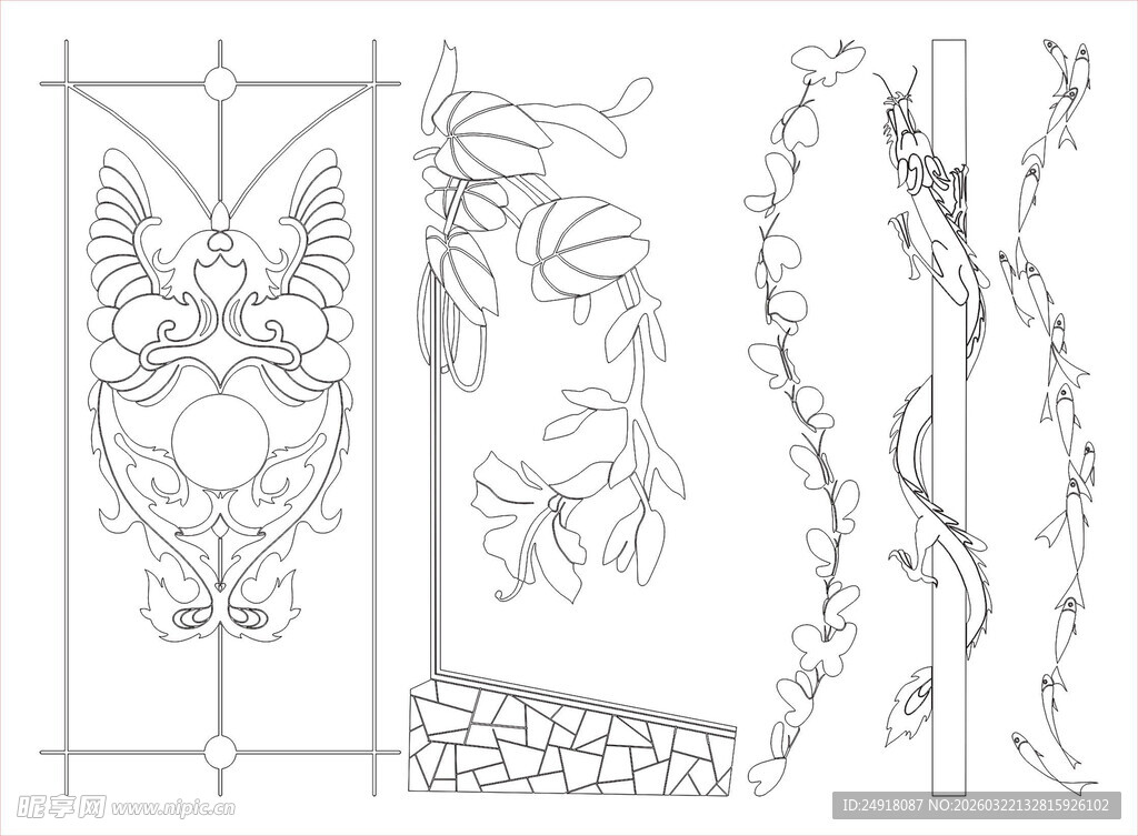 中式雕花图案设计稿