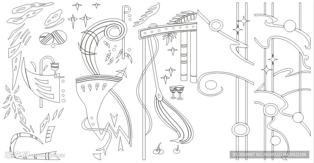 手绘神秘图腾线条艺术图