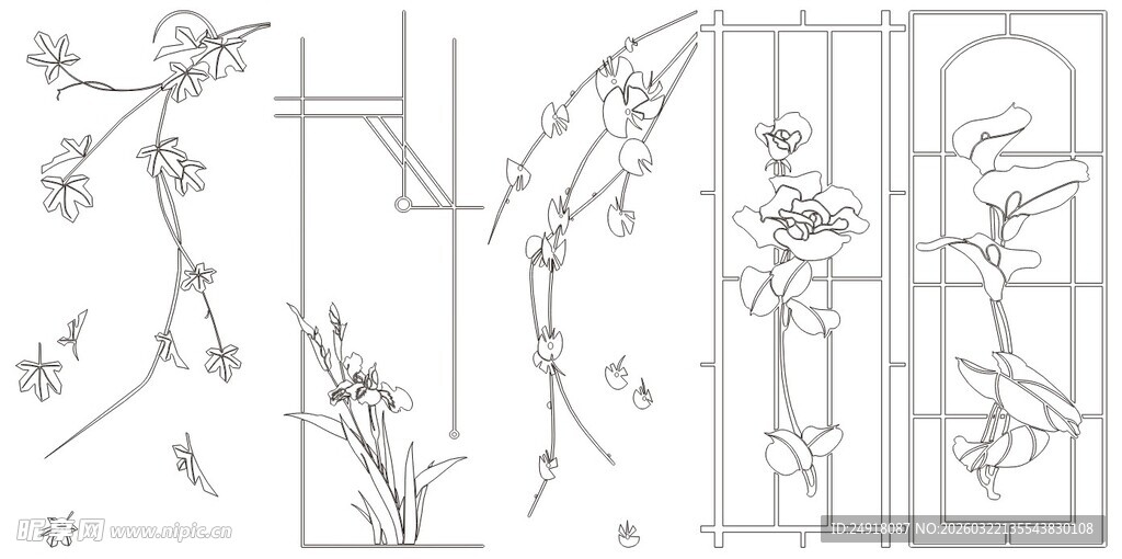 植物线条设计图纸