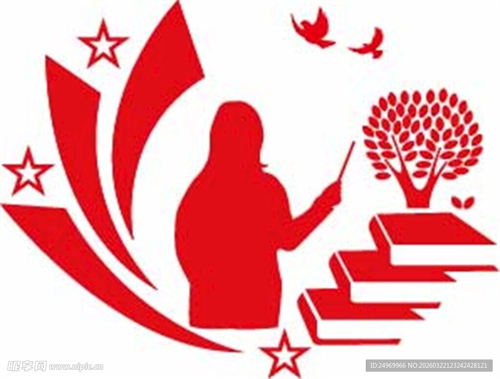 教师引领知识树的剪影