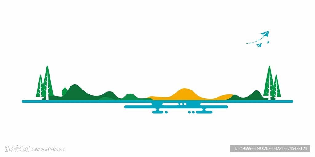 日出山水风景插画