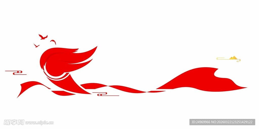 红色凤凰展翅飞翔图案