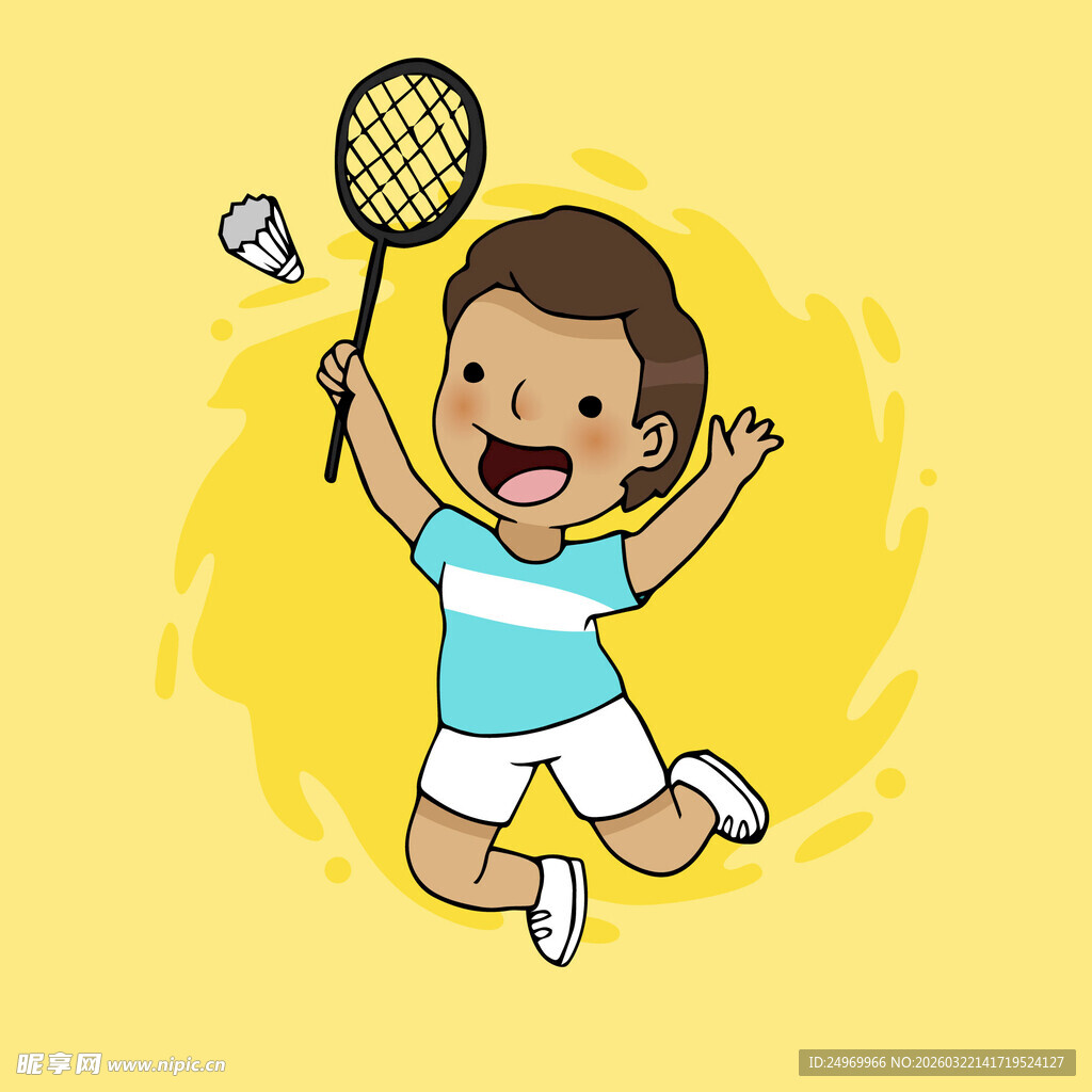 欢呼的羽毛球少年