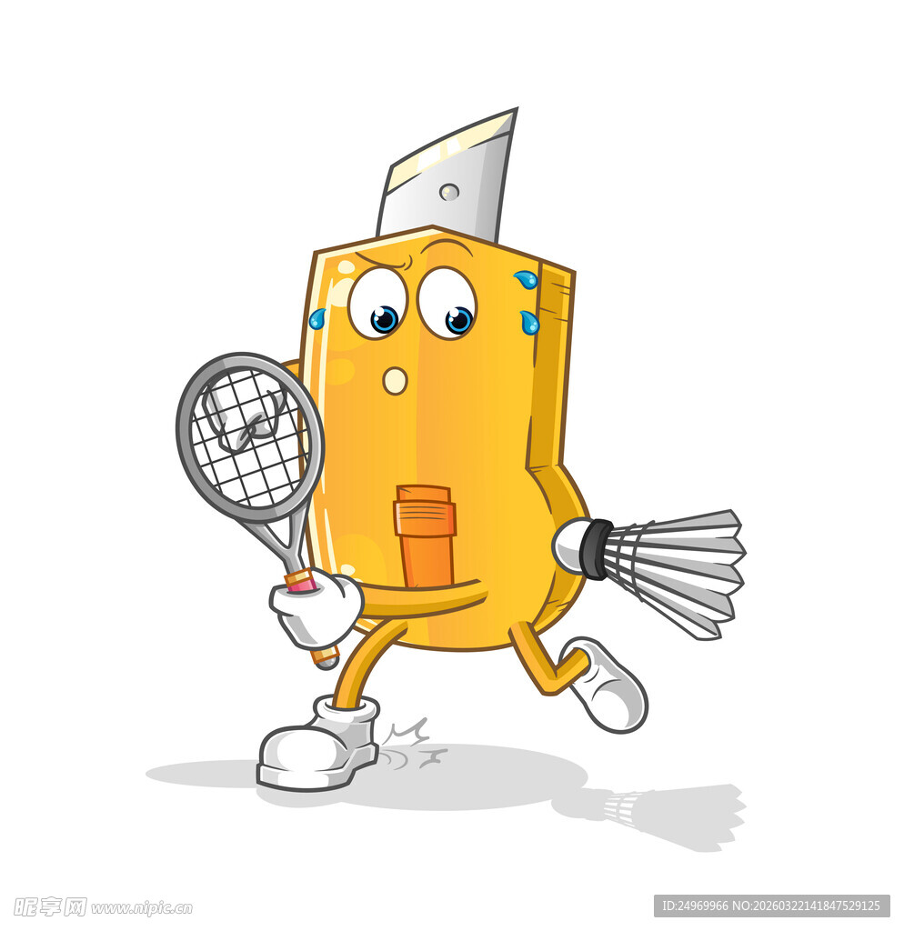 卡通卷笔刀打羽毛球