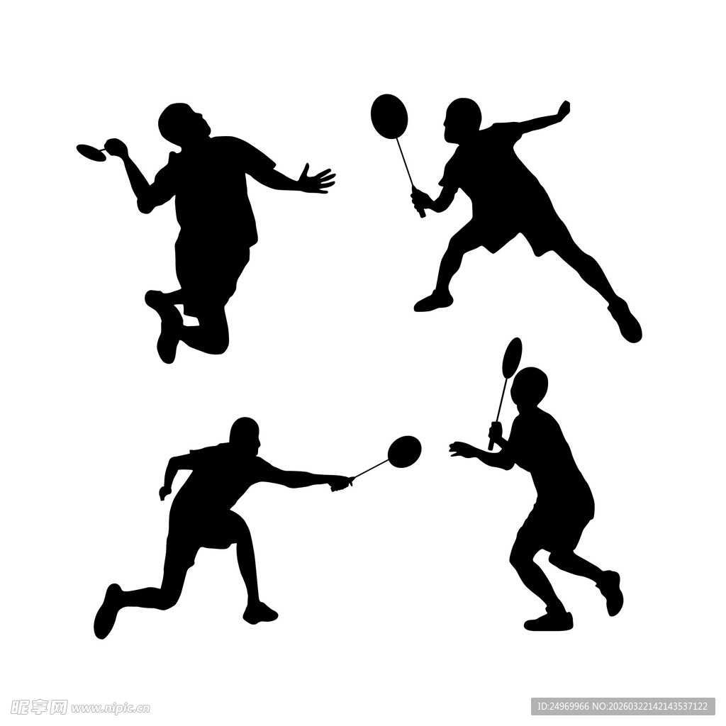 羽毛球运动人物剪影