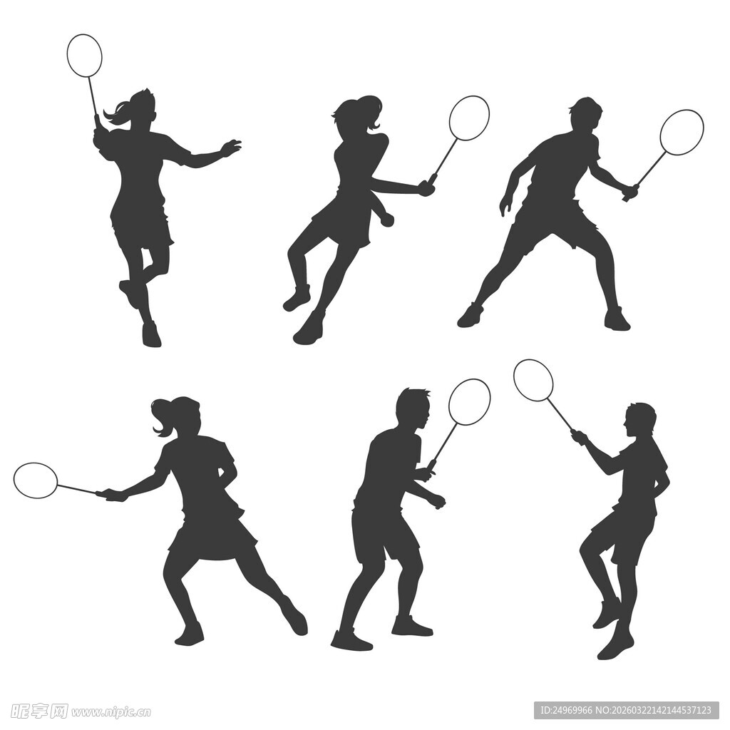 网球运动人物剪影