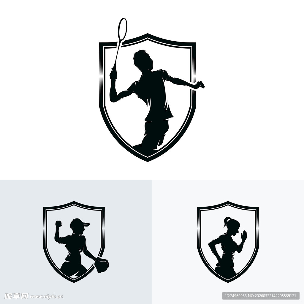 羽毛球运动盾牌标志设计