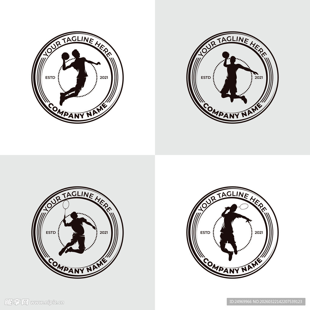 企鹅主题圆形标志设计