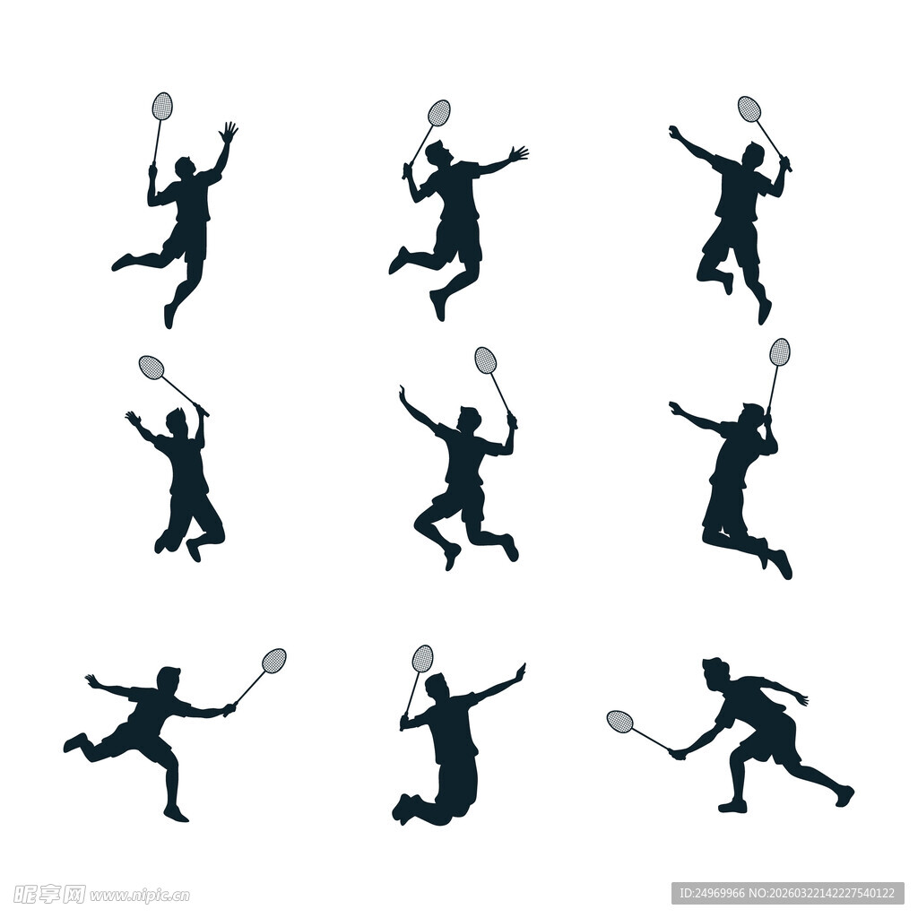 网球运动员击球动作剪影