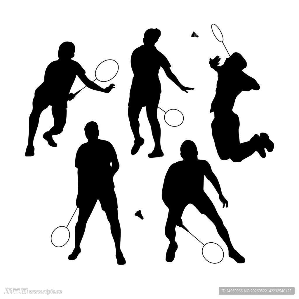 羽毛球运动者剪影