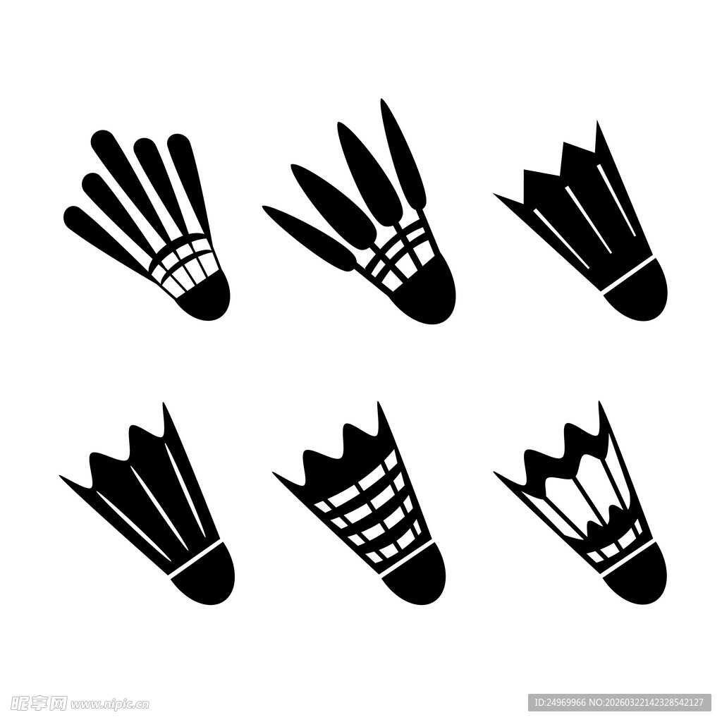 羽毛球拍与羽毛球图标集