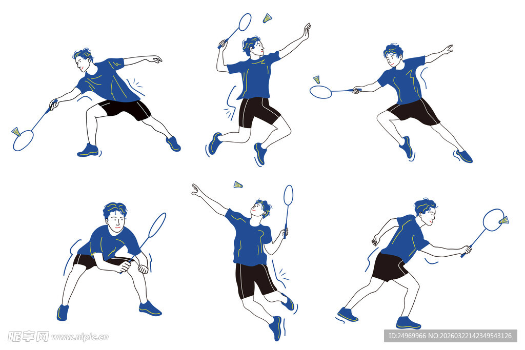 羽毛球运动员击球动作集合