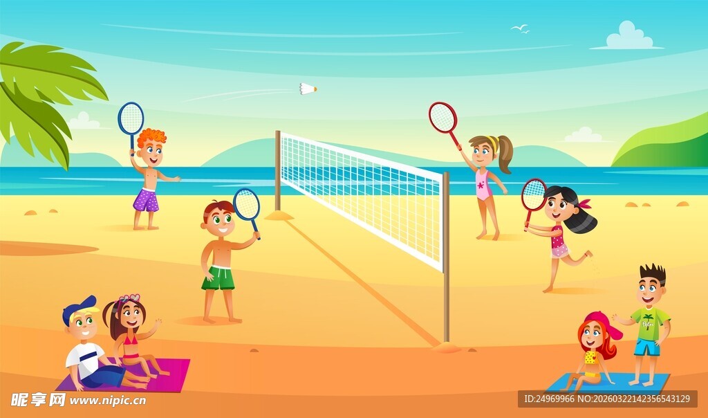 沙滩上的欢乐排球时光