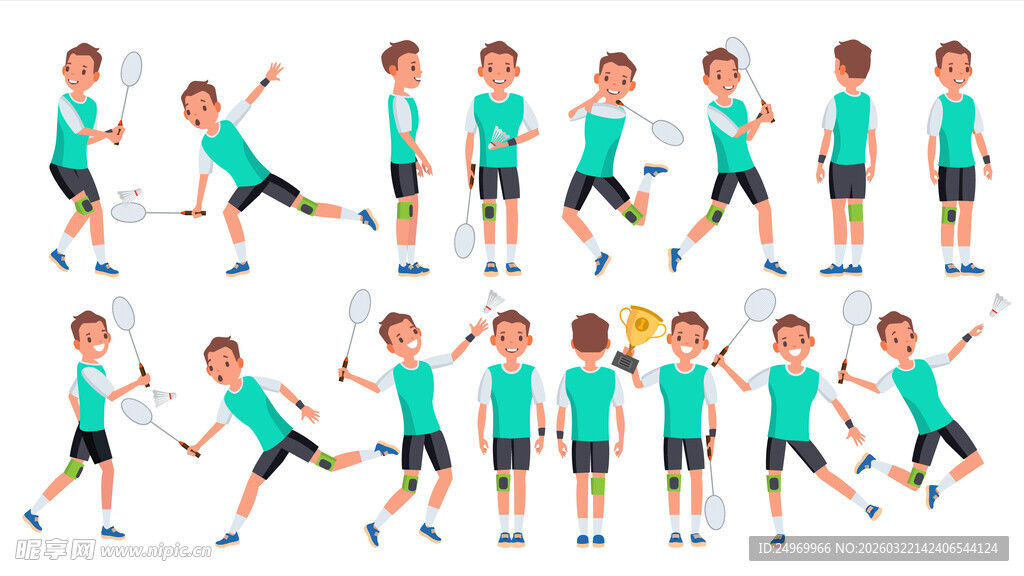 男孩多样运动姿态展示