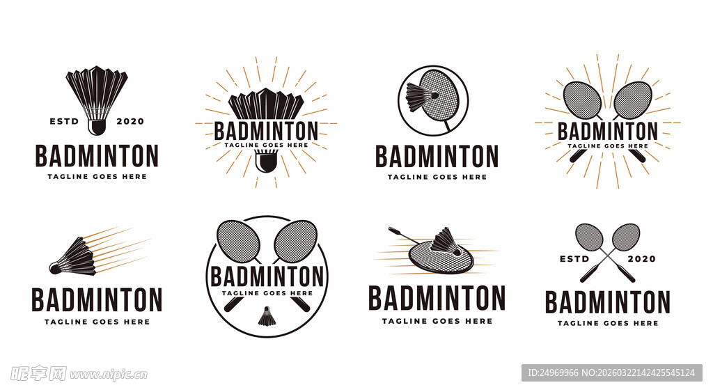 羽毛球运动图标集合