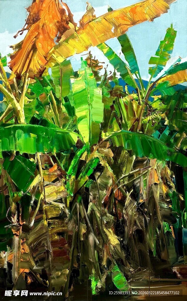 香蕉林油画
