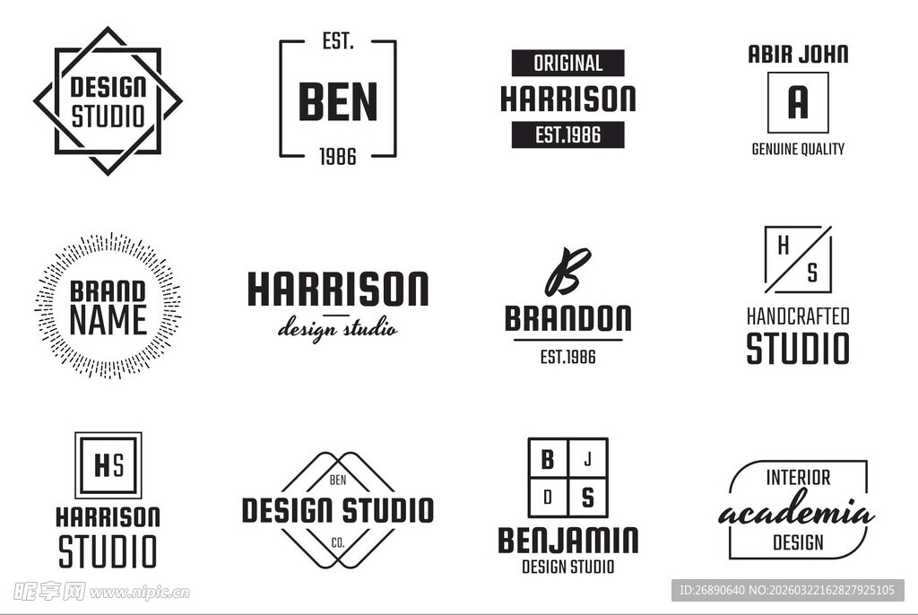 简约黑白风标志设计合集