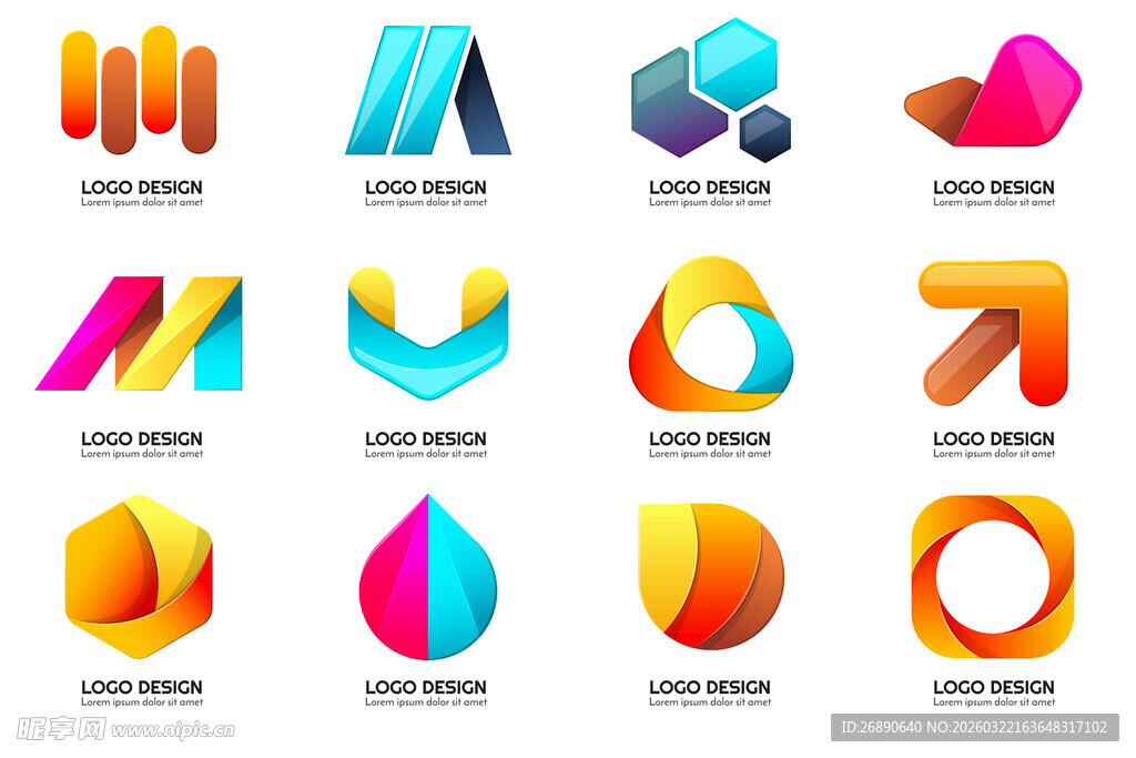 多彩立体创意标志图标集