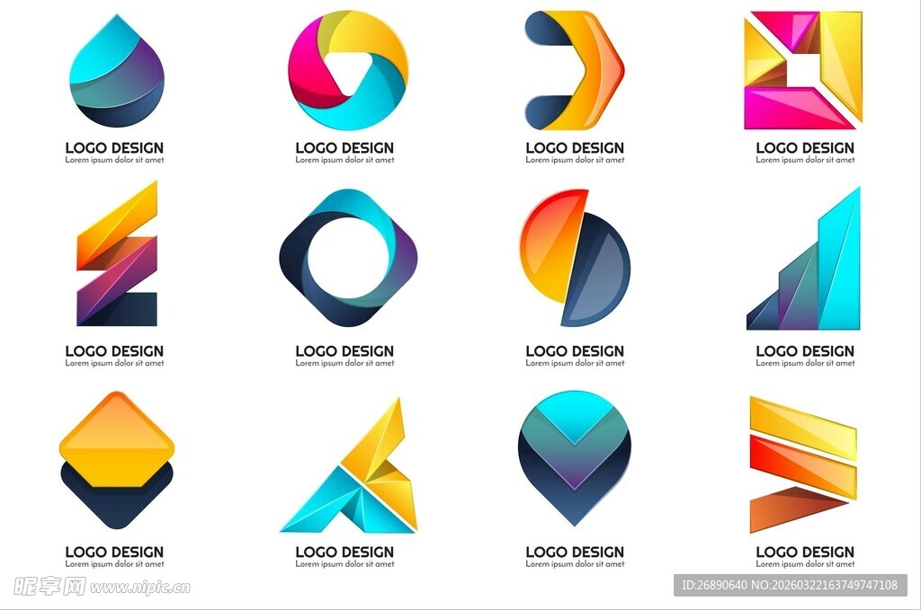 多彩创意几何图标集合