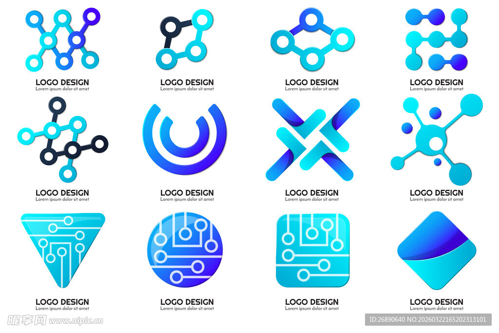 多样科技风抽象图标集合