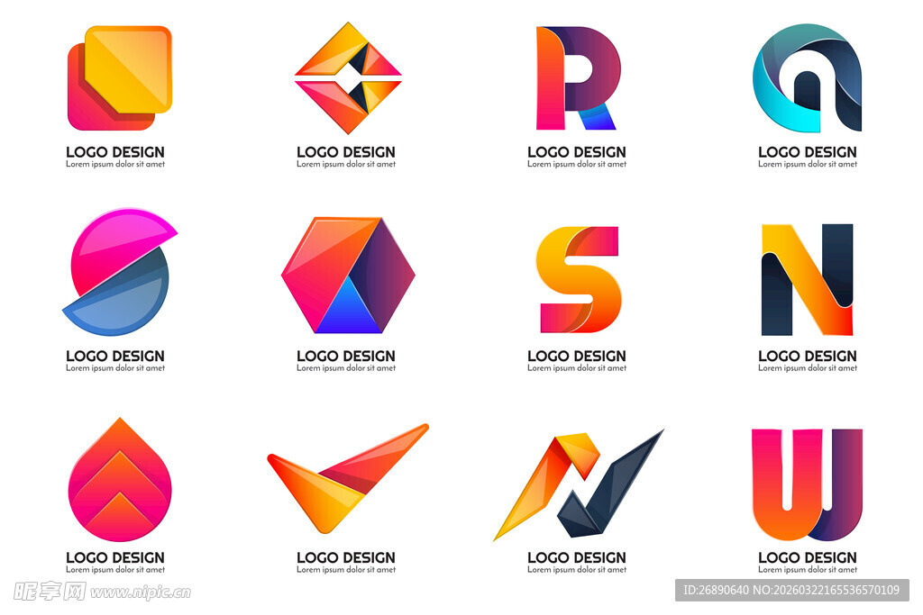 多彩创意字母标志设计