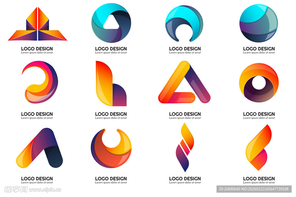 多彩创意几何形状图标集