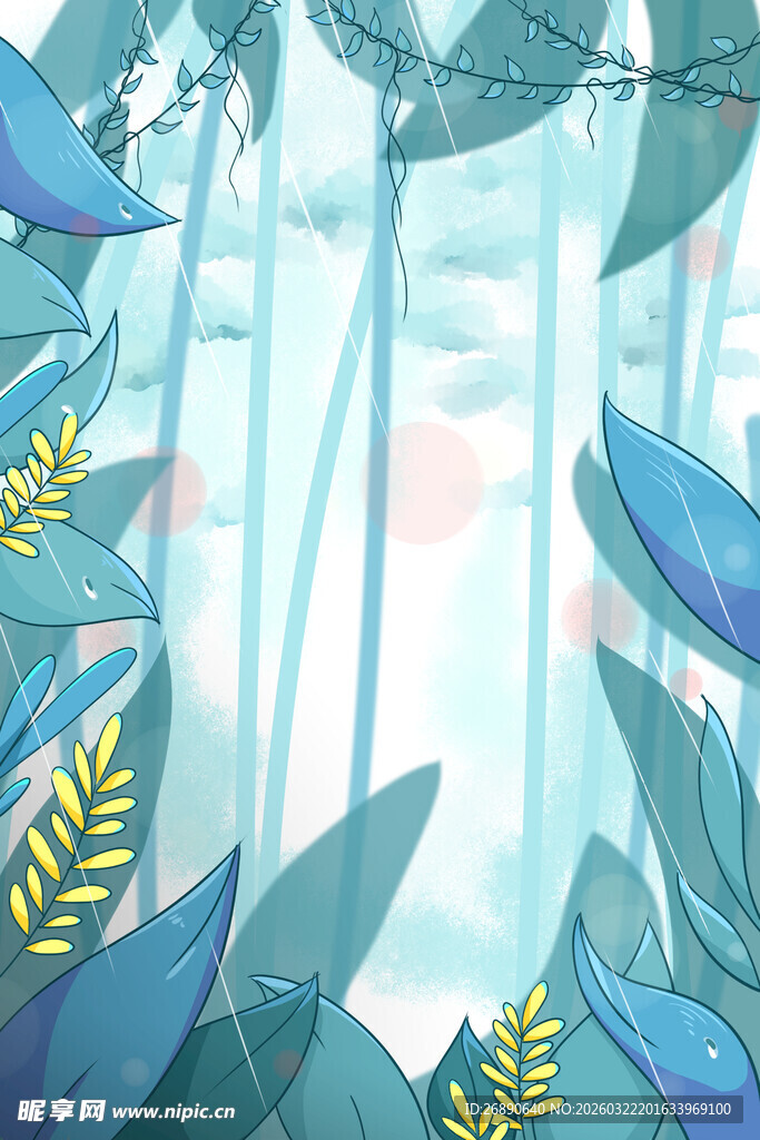 梦幻蓝调植物窗边风景