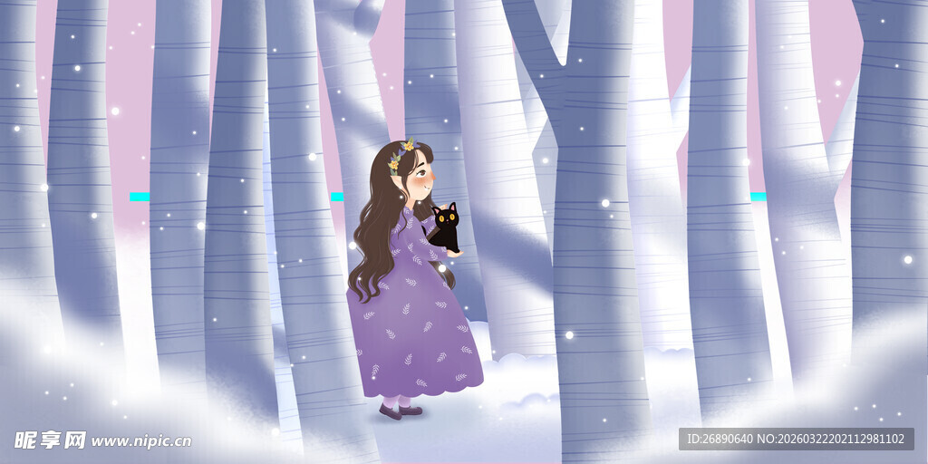 梦幻森林中的紫衣女孩