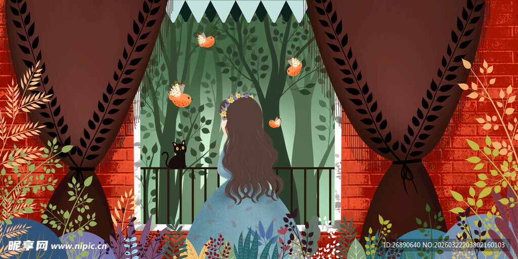 梦幻舞台场景插画