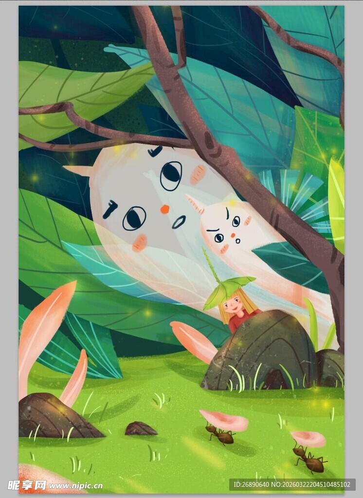 森林中栖息的可爱雪鸮