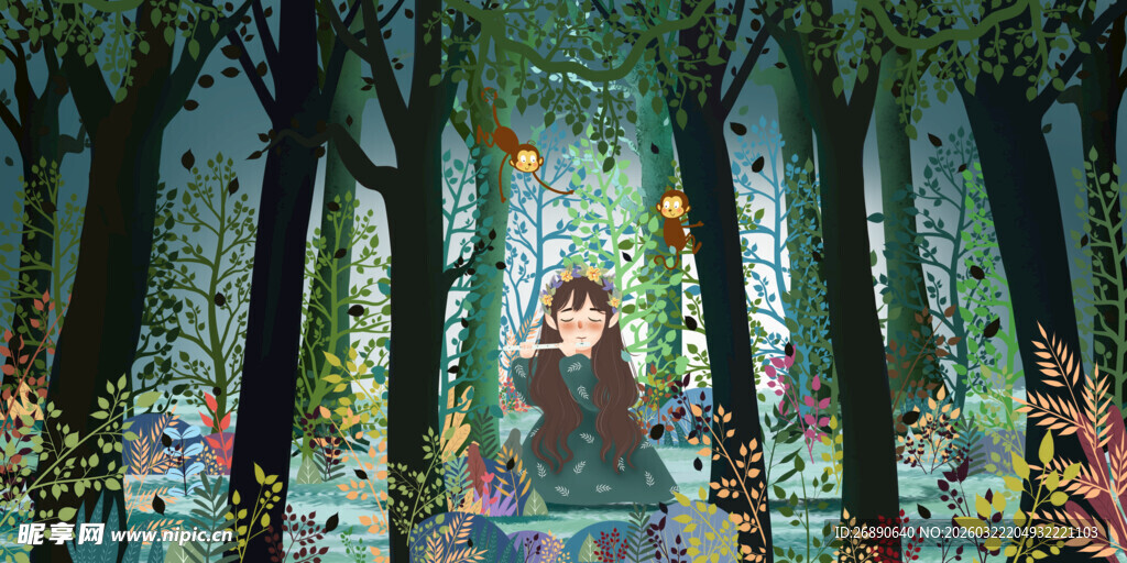 梦幻森林中的童话女孩