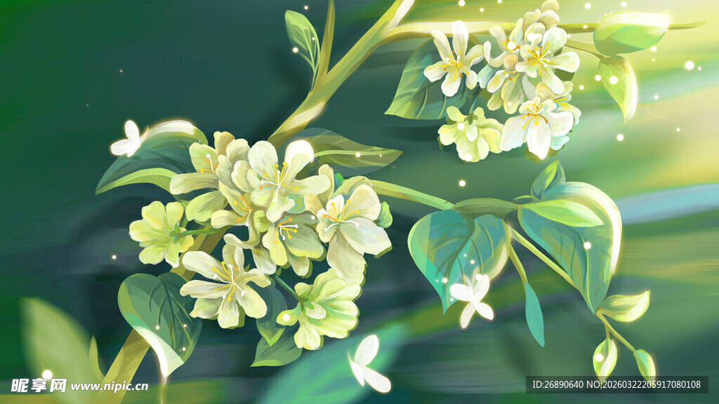 嫩绿枝叶间的簇簇小花