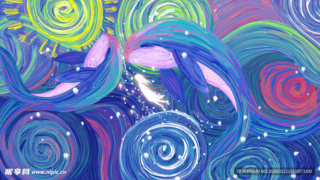 梦幻绚丽的抽象漩涡图案