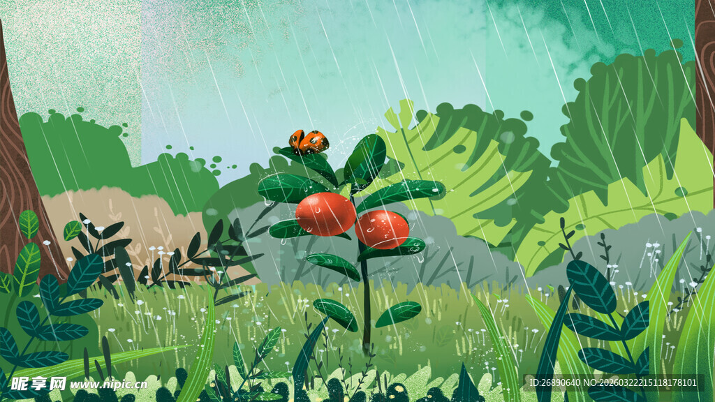 丛林中的多彩植物景观