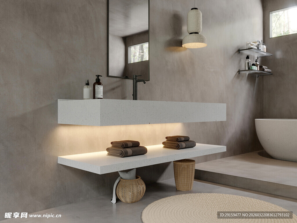 现代简约风浴室洗手台设计