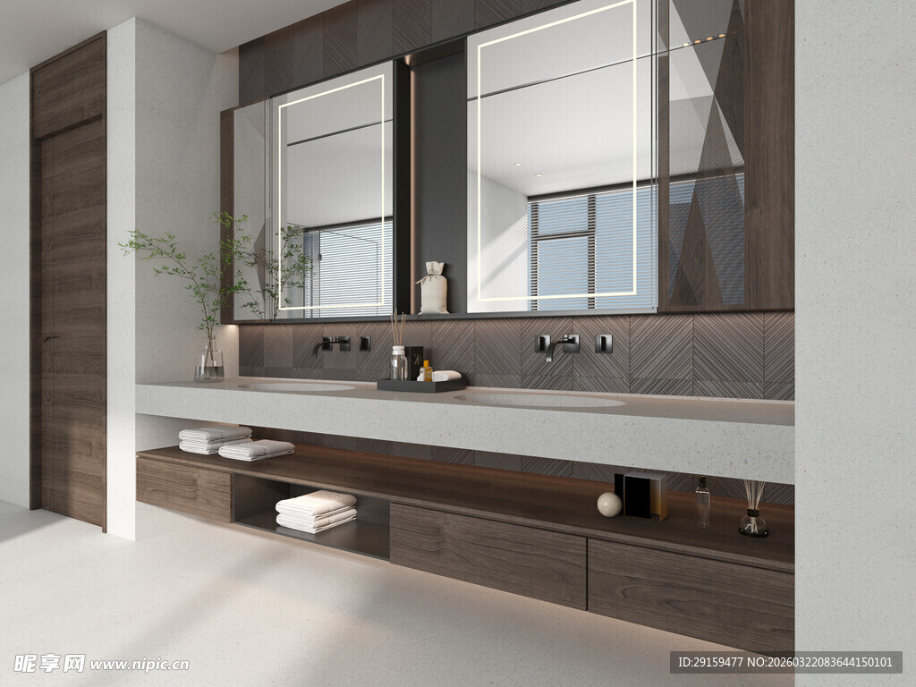 现代简约风格双洗手台浴室