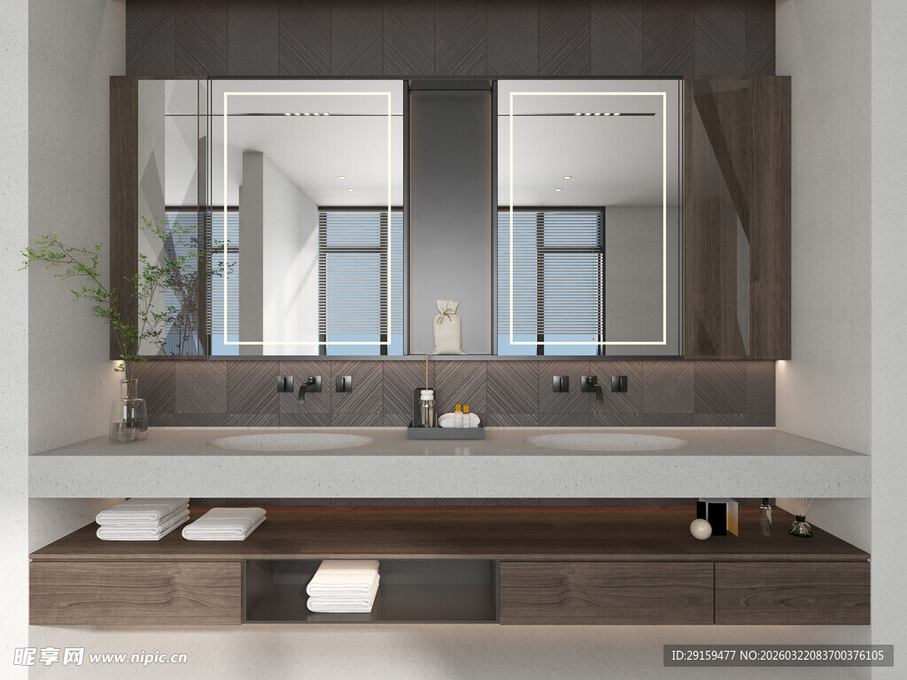 现代简约风格双盆浴室柜