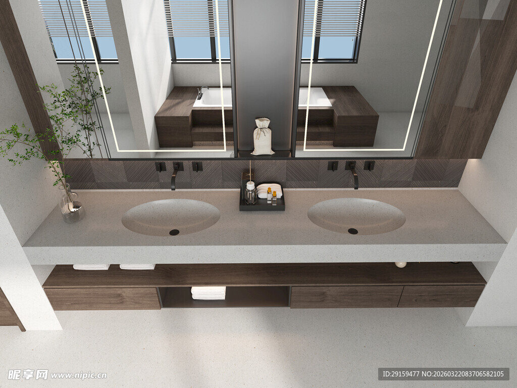 现代简约双盆浴室柜